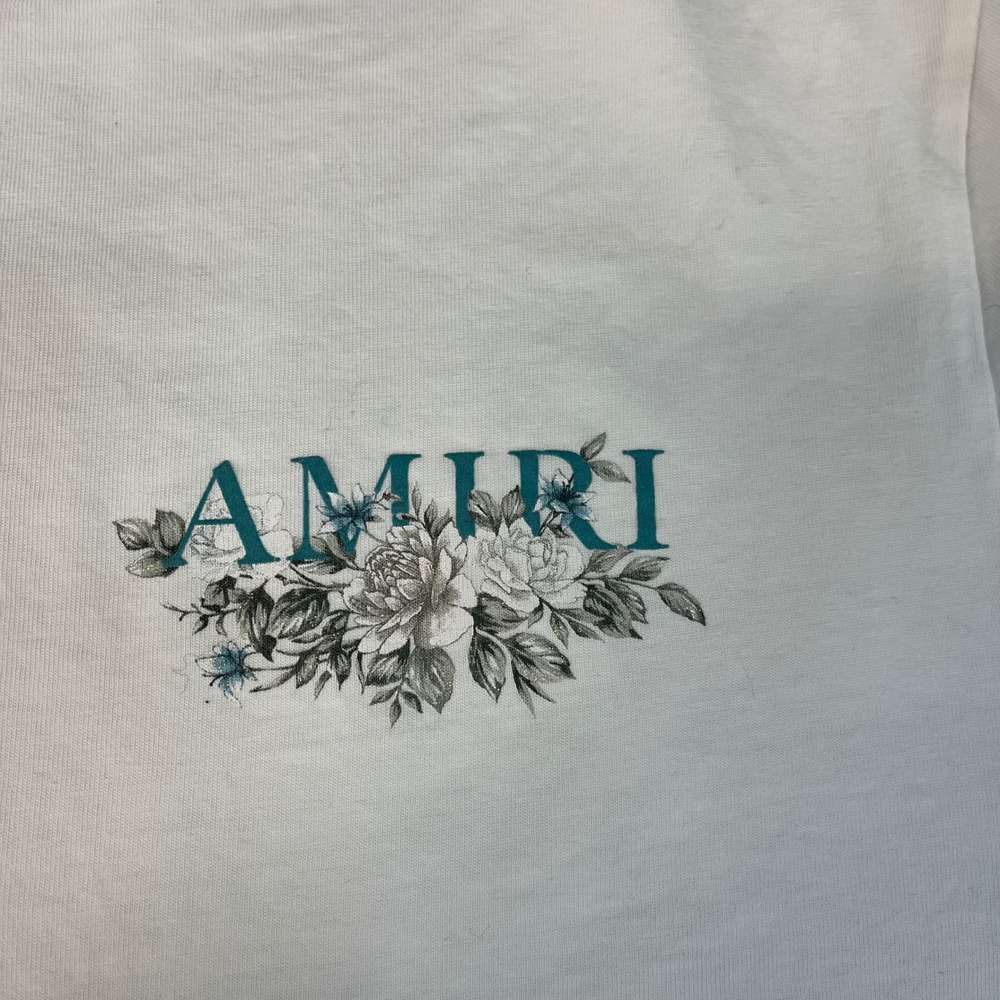 Amiri Floral Graphic T-Shirt Men's Size Large White Crewneck Tee - Picture 4 of 9